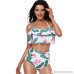 Ymost Women Retro Falbala Flounce Halter Bikini Tops High Waist Bottoms Swimsuit B-green Floral B07MM1NFYB